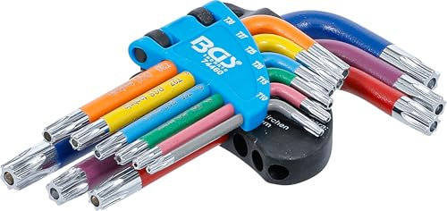 BGS 74460 | Jeu de clés allen | multicolore | courtes | profil T (pour Torx) avec perçage T10 - T50 | 9 pièces