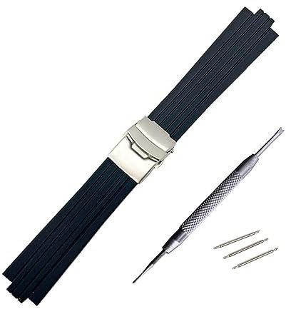 TVKSIPAR 24 Mm X 11 Mm Silikon-Gummi-Armband, Passend For Oris Aquis Uhrenarmband, Konvexes Armband, Edelstahl-Sicherheitsschnalle, Handgelenk-Armband, Schwarz(24mm-11mm)