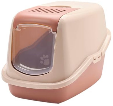 bac litiere pour Chat - Savic Nestor Tuscany - Rose/Terracotta - avec Capot - façade Rabattable - Filtre à Charbon - Dos surélevé - Design élégant - 56x39x38,5 cm