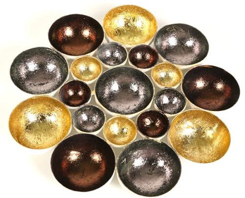 Teelichthalter Glamour Dekoschale Metall Tisch Dekoration 10 Teelichter Geschenkidee Art Deco Wohnzimmer Gold Silber Braun Weiß für D 21cm Elio 50741-20