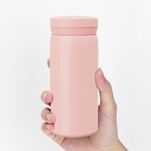 Botella de agua pequeña Linkidea de 7 oz (200 ml), botella de agua pequeña de acero inoxidable con aislamiento al vacío para bebidas frías y calientes (Rosa)