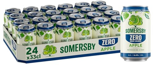 Somersby ZERO 0,0% Apple Cider 0,33 l Dose| 24 Dosen alkoholfreier, Zero Alcohol, Zero Sugar, Zero Calories, 100% erfrischender Somersby Apple Geschmack (24 x 0,33l)