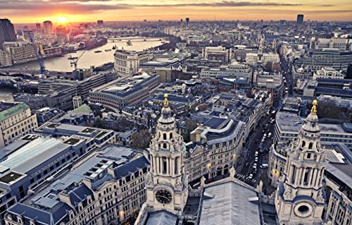 3D-Puzzle für Erwachsene, 1000 Teile, London City Cathedral Panorama am Abend, personalisiertes Puzzle, 38 x 52 cm