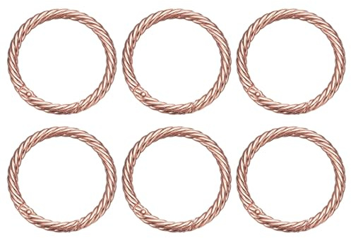 QUARKZMAN 6 Stück 38 mm Frühling O Ringe, Runde Trigger Metall Snap Haken Kreis Schlüsselring Clip Schlüsselanhänger für Taschen Handtaschen Geldbörsen Schlüsselring Taschen (Roségold)