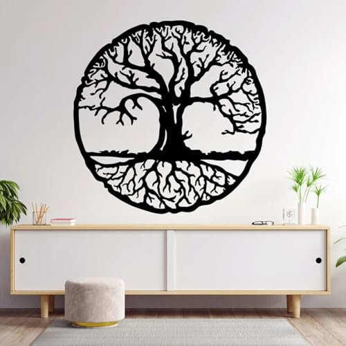 MIAOKEJIA Adesivo da parete grande rotondo con albero della vita, adesivo da parete con albero della vita, decorazione da parete adatta per la decorazione degli interni del soggiorno