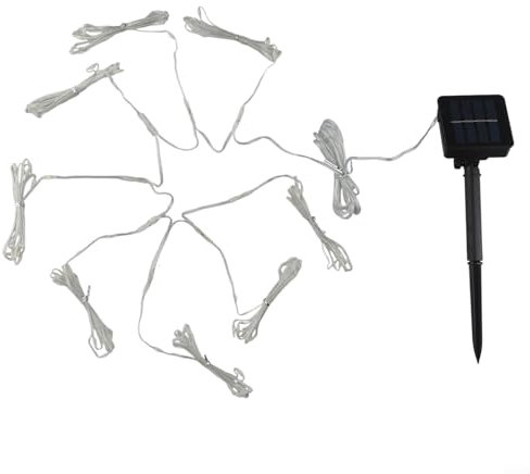 Kit di 104 luci solari per ombrellone, 8 stecche con 13 LED ciascuna, 8 modalità di illuminazione (onda/sfarfallio/bagliore), filo di rame impermeabile IP67, design facile da installare (bianco caldo)