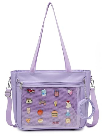 CHERRY SAUCE Ita Bag Umhängetasche aus Segeltuch, Umhängetasche, Rucksack, Kawaii-Geldbörsen und Handtaschen mit Pin-Display