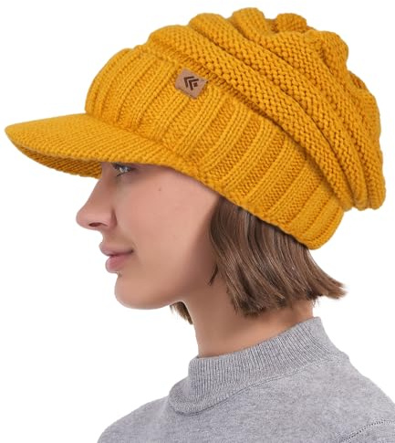 Creekstone Beanie Hüte für Damen Herren Fleece gefütterte Wintermützen Frauen Slouchy Beanies Fleece gefütterte Beanie mit Krempe Visier