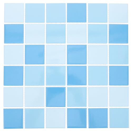 Levemolo Ceramic Swimming Pool Tiles 12X12 Inch Durable Blue Mosaic Tiles for Kitchen Backsplash and Outdoor Pool Decoration Easy to Install Tiles for Home and Bathroom Walls
