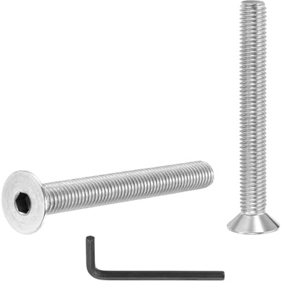 PATIKIL M10 x 100 mm Flat Head Socket Cap Screws, 4 Pcs 304 Stainless Steel Head Screw Bolts Hex Socket Drive Countersunk Bolts for Binding Furniture Table Machinery, Silver