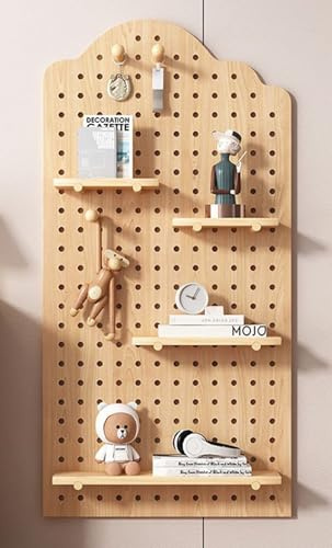 JuanNest Stecktafel Wand Organizer, Werkzeugwand Lochwand, Werkzeuglochwand,Wandregal Werkzeugaufbewahrung, Pegboard Wandregal Aus Holz Für Küche Bad Kinderzimmer Garage Wohnzimmer A,W60×H120cm