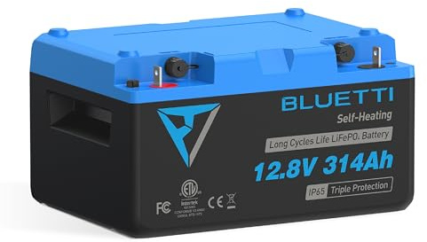 BLUETTI 12,8 V 314 Ah LiFePO4 Lithium Batterie mit Bluetooth, integriertem 310A BMS, Selbstheizung, 6000+ Ladezyklen, IP65 wasser- & staubdicht, 10 Jahre Lebensdauer für Wohnmobile, Boote, Off-Grid
