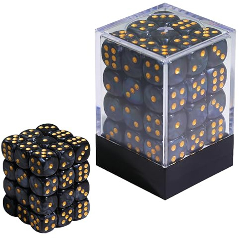 Gobelieve 36-teiliger Würfelset mit 12 mm abgerundeten Ecken – 6-seitige Mini-Würfel im Etui, Schwarze und Goldene Würfel für Spiele, Sammlerstücke und Tabletop-RPG-Zubehör