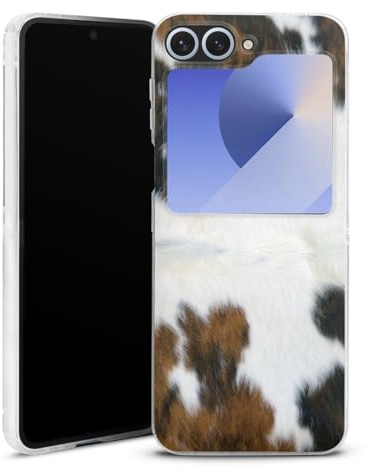 Hard Case kompatibel mit Samsung Galaxy Z Flip 7 FE Schutzhülle transparent Smartphone Handy Hülle Kuhfell Fell Kuh