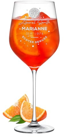 polar-effekt Modernes Aperol Glas 440 ml transparent mit Gravur - Geschenke für Sie & Ihn - Weinglas für Sangria, Lillet & Campari - Ideal als Geburtstagsgeschenk