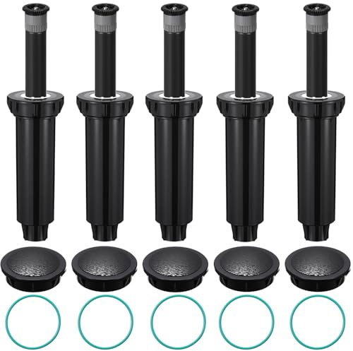 Sivak 5 Set Compatible with 1800 Series Pop-up Sprinkler Replacement Kit, 4 Dn15 Spray Bodies with Caps and Fkm O-Ring Seals, Compatible with 1800 Series for Lawn Garden Irrigation