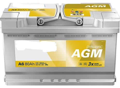 A6 Car Battery 12V 80Ah AGM Start Stop 800A High Capacity Automotive Battery Maintenance Free