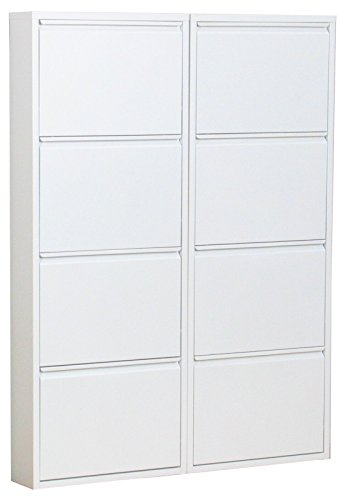 Dynamic24 XL Schuhschrank Pisa New 8 Klappen Metall Schuhkipper Schuhregal Schuhablage Schrank