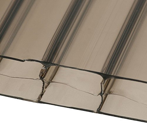 Bronze, 900m x 2.5m (Width x Length) 16mm Multiwall Polycarbonate Sheets Poly Plastic Roof Panel for Lean-to Canopy Conservatory