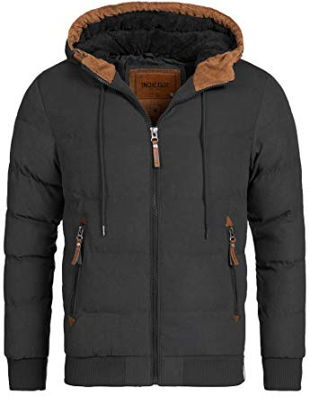 Indicode Herren Adeline Winterjacke mit gefütterte Kapuze (Teddyfleece) | Warme Steppjacke mit weicher Teddyfutter-Kapuze, sportliche Herrenjacke, Übergangsjacke, gefütterte Winterjacke für Männer