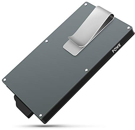 POWR Porte-Carte RFID pour Homme - Porte-Carte en Métal Minimaliste, Fin - Porte Carte - Porte Carte Bancaire - Protecteur de Carte sans Contact, avec Pince à Billets