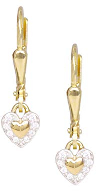 My Gold Herz Ohrringe Echtes Gelbgold 333 Gold (8 Karat) Zirkonia 20mm x 4,5mm Patty O-07376-G301-CZC-whi