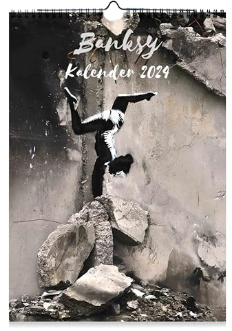 Wandkalender street art Kunstkalender Streetart Banksy Kalender Mädchen Junge Ballon - Banksykalender in A4 Hochformat mit den besten Streetart Bildern - Jahreskalender 2025