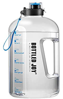 GHONLZIN Water Bottle, 1 Gallon Fitness Sports Water Bottle with Time Marker Tracker for Measuring Daily Water Intake 100% BPA-Free Dishwasher Safe for Athletic,Excerise