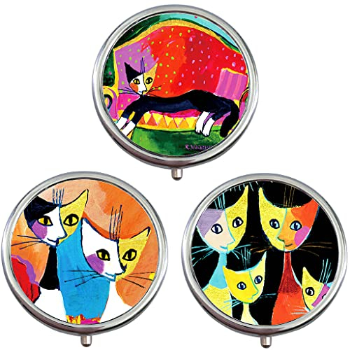 3 Stück Metall Pillendose Pillenbox Rund, Ouceanwin 3 Fächer Pillendose mit Spiegel Tragbare Reise Pillendose Pillenetui Klein Vitamine Medizin Tablet Organizer Case, Pill Box für Tägliche Verwenden