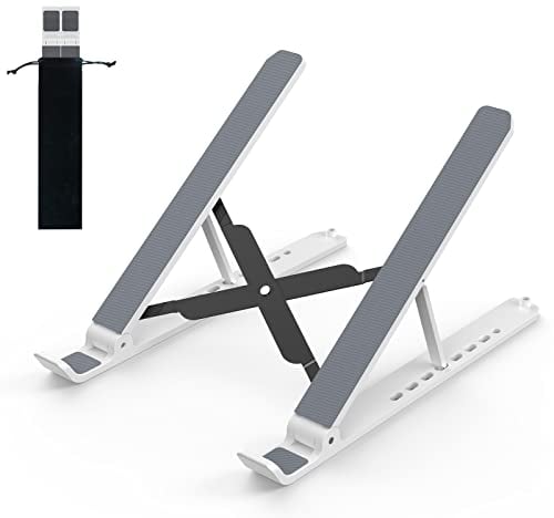 Laptop Stand for Desk, Adjustable Laptop Riser ABS+Silicone Foldable Portable Laptop Holder, Ventilated Cooling Notebook Stand for 10-15.6” Laptops,Tablet-White