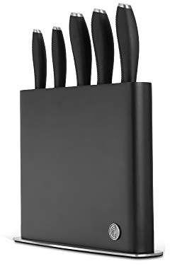 Circulon - 6-Piece Kitchen Knife Set - Japanese Stainless Steel - Non Stick Blades - Textured Handles - Professional Knife Set - Knife Block Included
