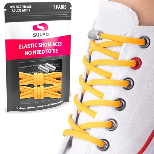 SULPO Cordones elasticos con cierre rápido de metal - Cordones elasticos zapatillas deporte - Cordones silicona sin atar para niños y adultos - Cordones converse - Cordones redondos sin nudo