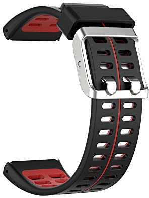 KINOEHOO Ersatzarmband kompatibel mit Polar V800 Edelstahl Armband Weiche Silikon Uhrenarmbänder.(Schwarzrot)