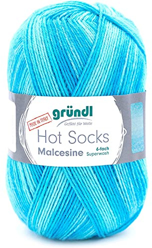Gründl Hot Socks Malcesine (Sockenwolle aus 75% Schurwolle (superwash) und 25% Polyamid, Made in Italy, 6-fach Sockengarn, 150 g / 375 m, Nadelstärke: 3 mm - 4 mm, 1 x 150 g), pool multicolor