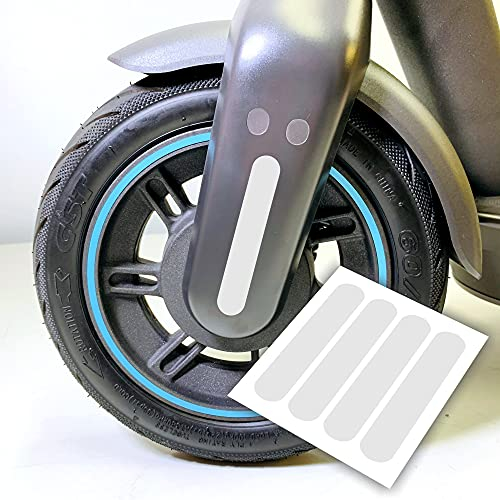 4 Aufkleber - Ovale Streifen geeignet für Segway Ninebot Max g30d E-Scooter (Weiss-Silber/Grau Reflektierend)