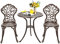 GIANTEX 3 TLG. Bistro Set, Bistrotisch mit 2 Stühlen, Gartenmöbel Set Alu, Gartenset Balkonset antik, runder Gartentisch, Balkonmöbel Set Garten Sitzgruppe 2 Sitzhocker Outdoor Bronze