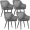 SONGMICS Esszimmerstuhl, 4er Set, Küchenstuhl, Sessel, Samt, Polsterstuhl mit Armlehnen, Loungesessel, bis 120 kg belastbar, Metallbeine, für Esszimmer, Küche, hellgrau-tintenschwarz LDC087G03-4