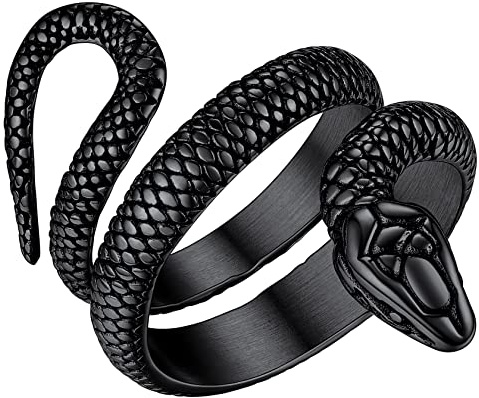 ChainsHouse Ring für Herren Männer Vintage Schlangenring mit Gravur Retro Statement Fingerring Gothic Ring mit Geschenkebox für Weihnachten Valentinstag