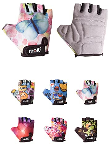 molti Fahrradhandschuhe Sporthandschuhe für Kinder Halbfinger Bike Fahrrad Handschuhe Wandern (XS, Schmeterlinge)