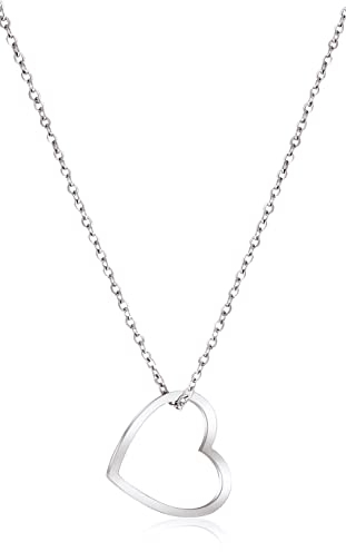 Einzelstück® Halskette mit Herz Anhänger 925 Sterling Silber Schmuck Set Geschenk (Heart Halskette Silber)