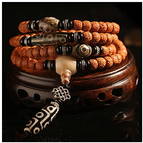 Lllunimon Rudraksha Mala 108 Perlen Männer Frauen Echte Rudraksha Samen Wickelte Armband Halskette Buddha Gebetperlen Für Meditation,E