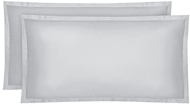 Amqua Mako Satin Kissenbezug 2er Set Kissenbezüge 40x60 cm, 100% ägyptische Baumwolle (Zertifiziert) Grau/Hellgrau