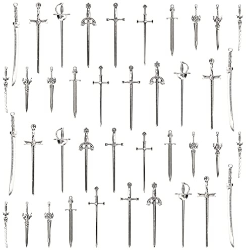 Windspeed Silver Antique Swords Bookmark Set- 40 Pcs, Ancient Sword Pens for Book Lovers