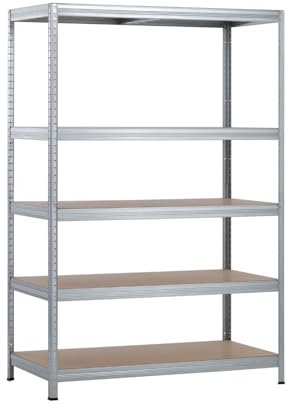 Orion91 Modulares Regal aus Stahl mit 5 verstellbaren Einlegeböden, für den privaten und professionellen Gebrauch, 180 x 120 x 60 cm, 1250 kg