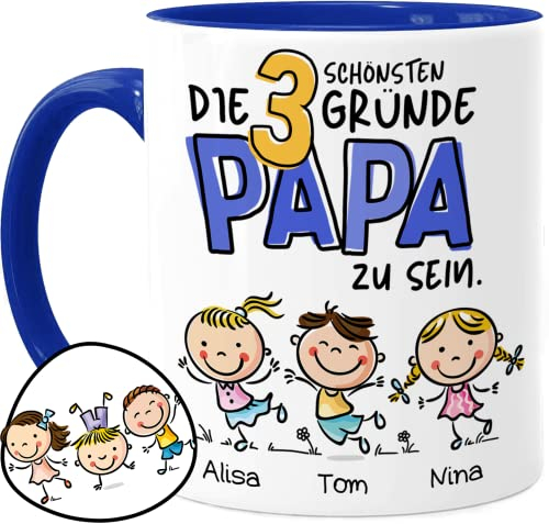 Cupdarling® Mug Papa avec 1-3 Enfants Personnalisé - La Plus Belle Raison D'Être Papa - Tasse pour Papa - Cadeau Anniversaire Papa - Fête Des Pères - 330 mL Céramique