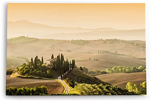 Paul Sinus Tableau mural 120 x 80 cm Toscane paysage Italie Finca rosée matinale verte