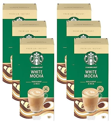 Starbucks White Mocha Premium Instant Coffee, 5 Sachets, (Pack of 6, Total 30 Sachets)