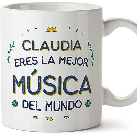 MUGFFINS Tazas Personalizadas para MÚSICA mujer - En Español - Mejor del Mundo - 11 oz / 330 ml - Regalo Personalizable original y divertido
