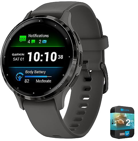 Garmin 010-02785-00 Venu 3S Health Fitness GPS Smartwatch lunetta in acciaio con custodia grigio ghiaia 41 mm Bundle con 2 anni CPS Enhanced Protection Pack