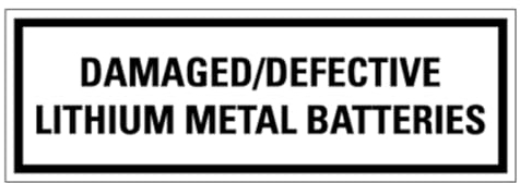 Aufkleber Batterie-Kennzeichnung englisch „DAMAGED/DEFECTIVE LITHIUM METAL BATTERIES“ Folie | Größe wählbar Made in Germany, Größen Name: 5x15cm